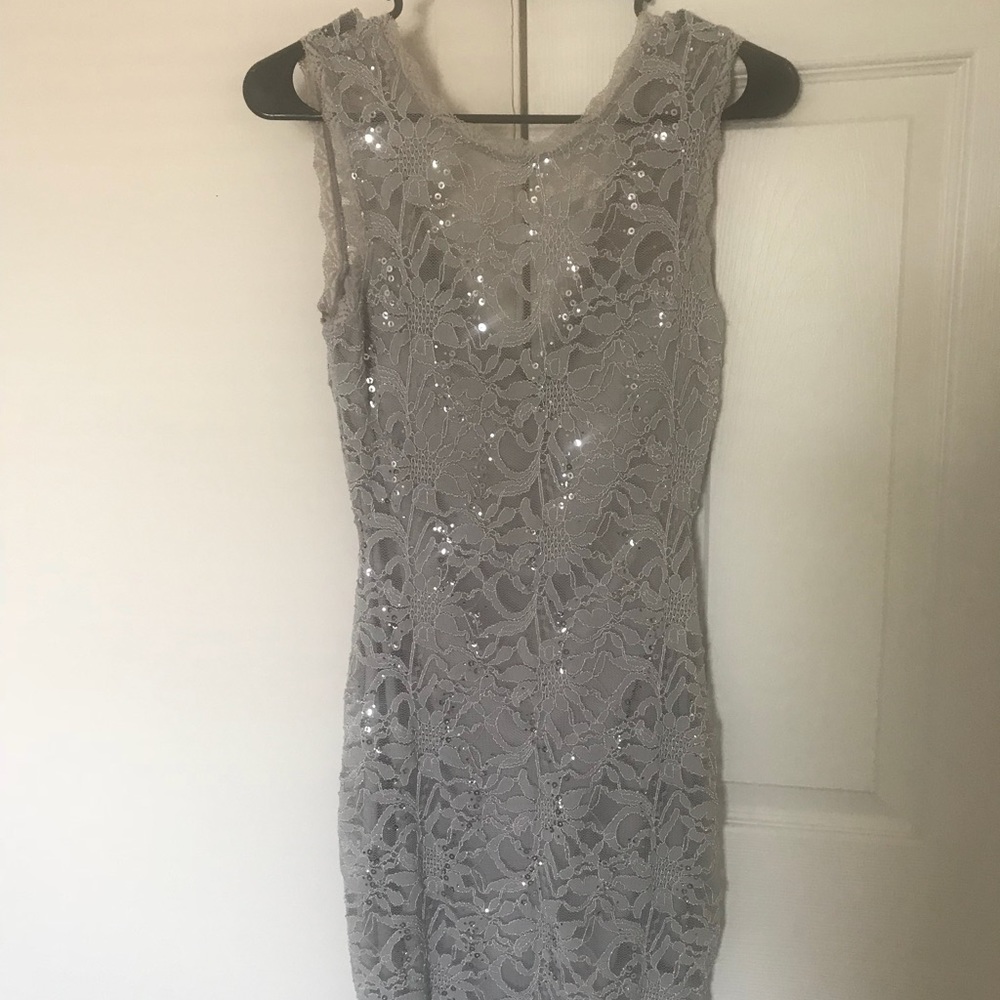 B. Darlin Silver Lace Bodycon Dress